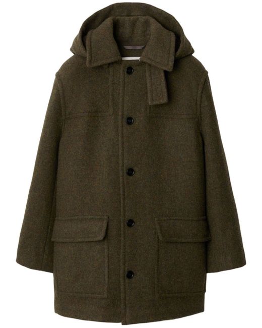 Burberry single-breasted hooded wool coat