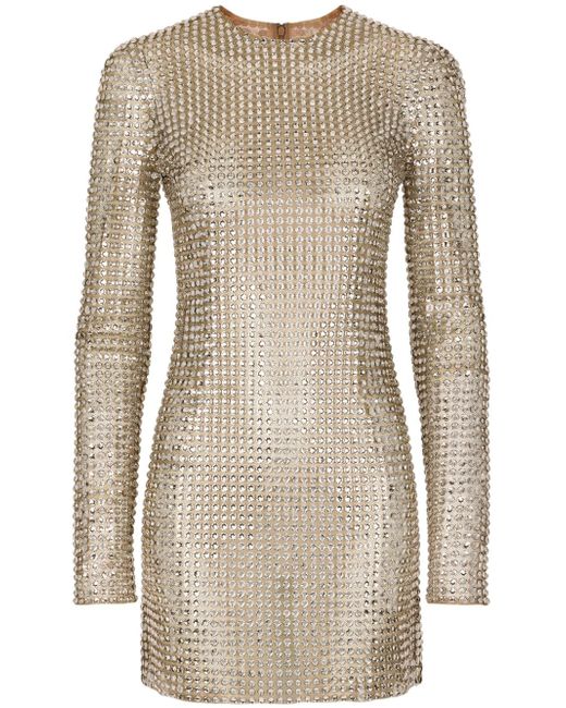 Dolce & Gabbana crystal-embellished mesh minidress