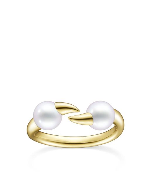 Tasaki 18kt yellow Collection Line Danger Fang pearl ring