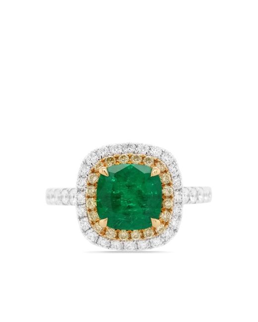 HYT Jewelry platinum diamond and emerald ring