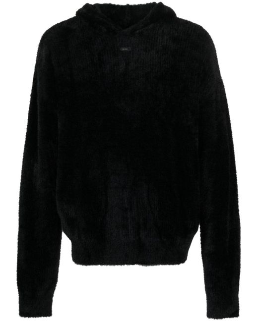 Heliot Emil logo-plaque faux-fur hoodie