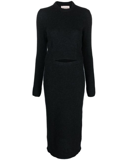 Semicouture cut-out wool-blend dress