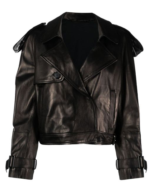 Salvatore Santoro cropped leather trench jacket