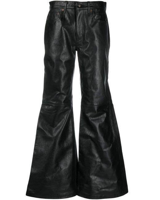 R13 mid-rise flared leather trousers
