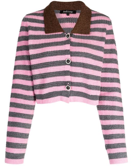 tout a coup contrasting-collar striped cardigan