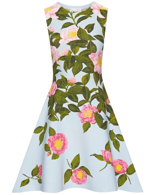 Oscar de la Renta Camellia jacquard minidress