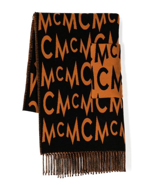 Mcm logo-print wool scarf