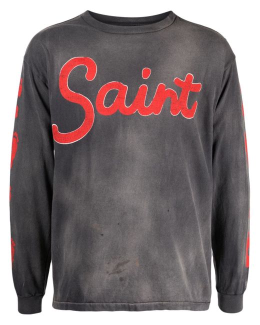Saint Mxxxxxx logo-print distressed-effect T-shirt