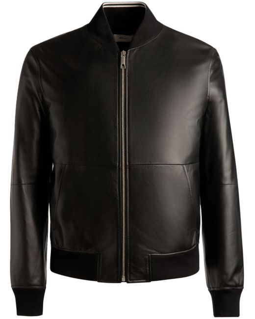 Bally zip-up leather bomber jacket