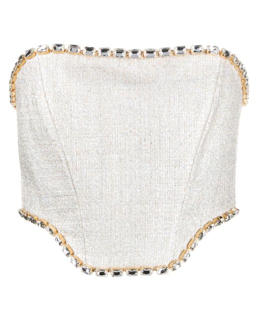 Elisabetta Franchi rhinestone-embellished tweed bustier-style top
