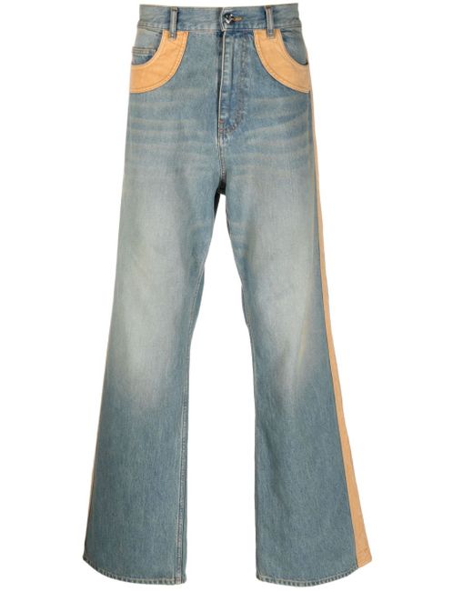 Bluemarble velvet-panelling mid-rise bootcut jeans