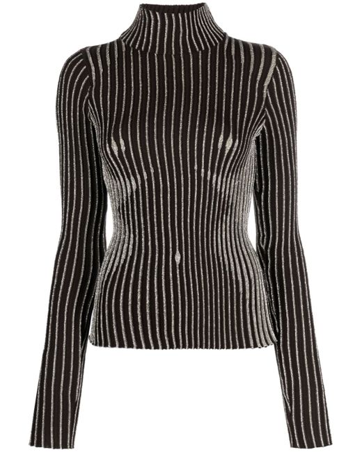 Jean Paul Gaultier metallic-striped wool-blend jumper