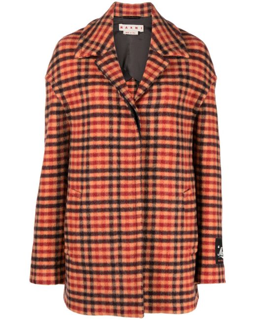 Marni checked single-breasted wool-blend coat