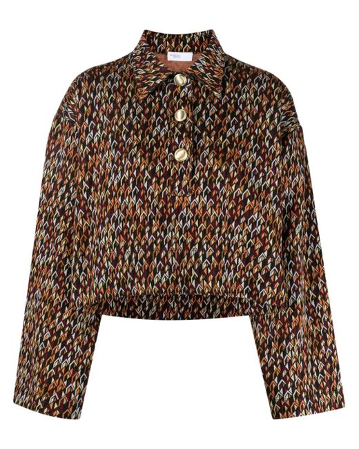 Rosetta Getty patterned-jacquard crop polo shirt