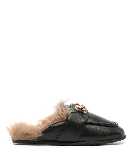 Gucci Horsebit-detail leather slippers