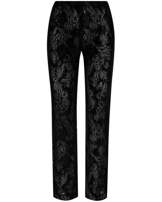 Oscar de la Renta lace-detailing cotton-blend straight trousers
