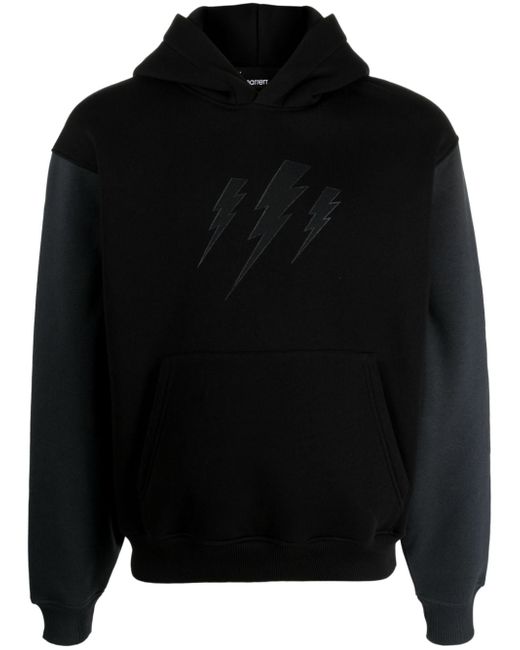 Neil Barrett thunderbolt-motif panelled hoodie