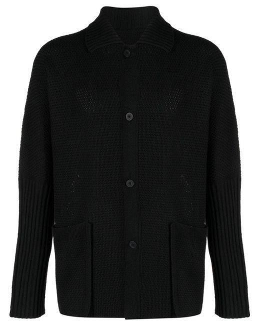 Homme Pliss Issey Miyake Rustic chunky-knit cardigan
