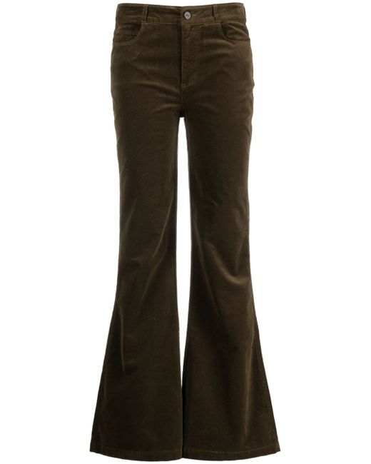 Paige logo-patch corduroy flared trousers