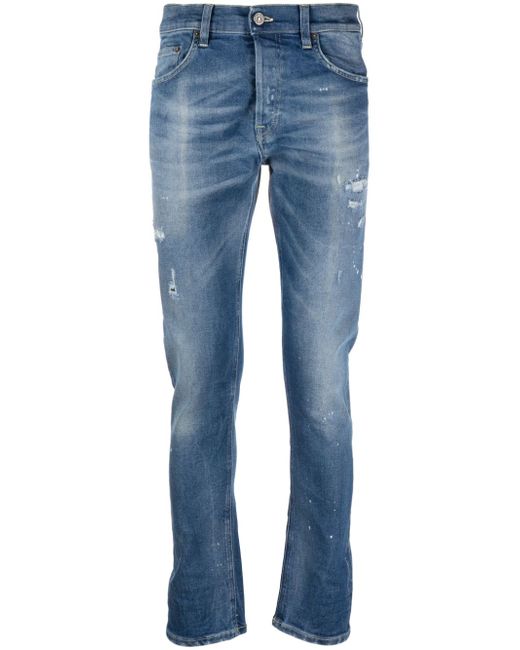 Dondup paint-splatter low-rise skinny jeans