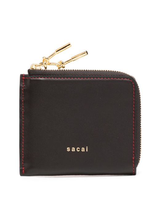 Sacai contrasting panel-detail leather wallet