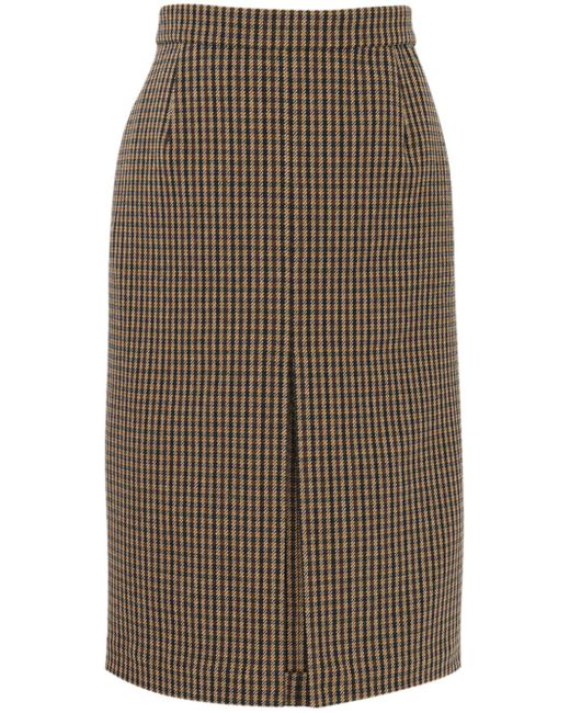 Saint Laurent check-pattern straight skirt