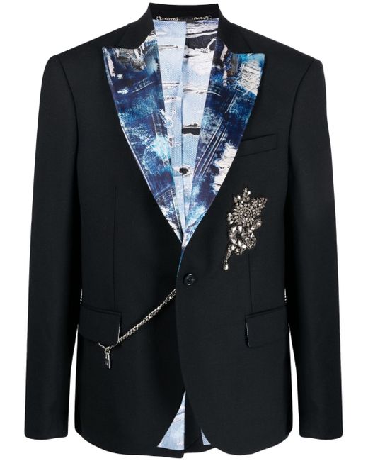 John Richmond contrast-lapel embellished blazer