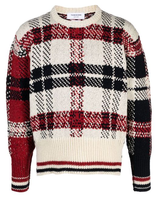 Thom Browne check-pattern wool-blend jumper