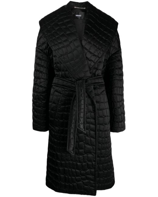 Versace crocodile-pattern quilted coat