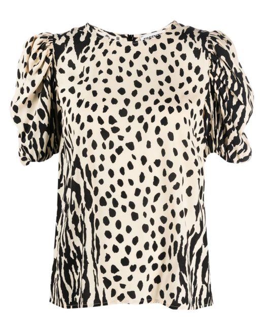 Essentiel Antwerp leopard-print short-sleeve blouse
