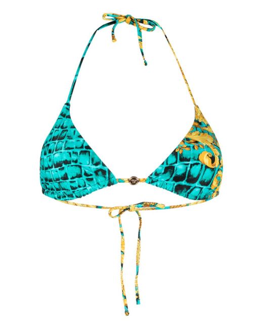 Versace Baroccodile triangle bikini top