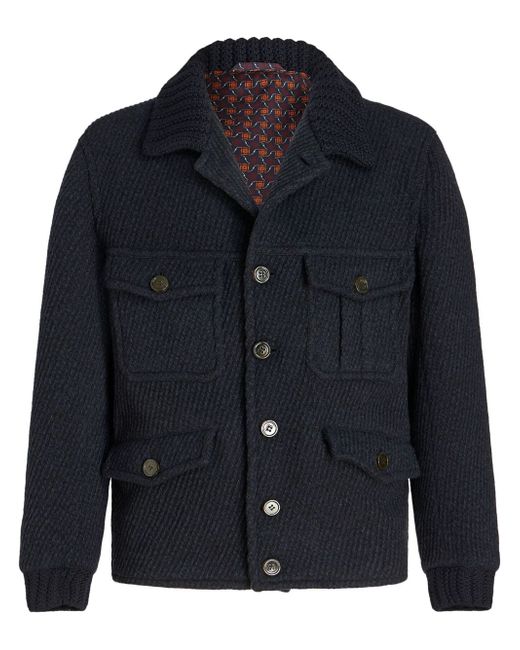 Etro contrasting-trim wool blend bomber jacket
