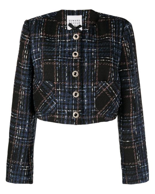 Edward Achour Paris button-down tweed cropped jacket