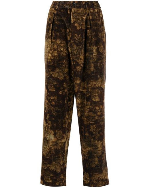 Pierre-Louis Mascia floral-print tapered velvet trousers