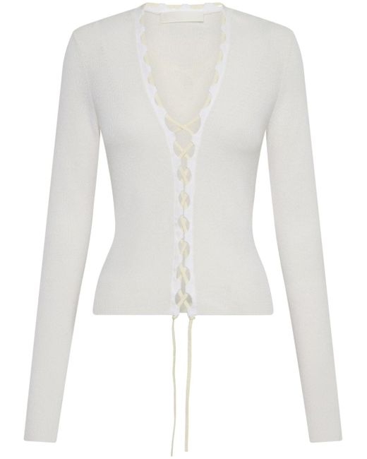 Dion Lee Bichrome ribbed lace-up cardigan