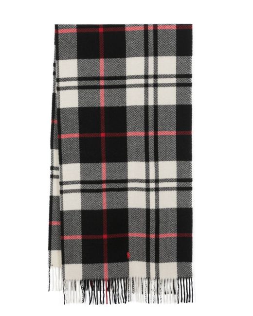 Polo Ralph Lauren herringbone-plaid fringed scarf