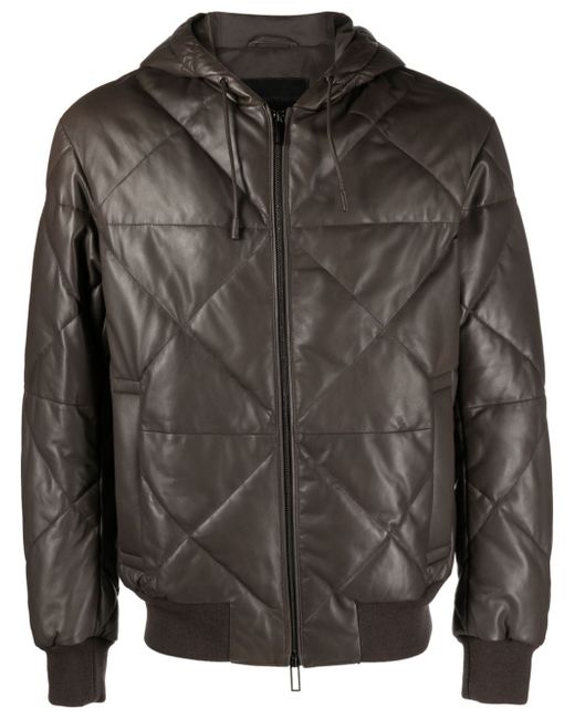 Emporio Armani hooded leather jacket