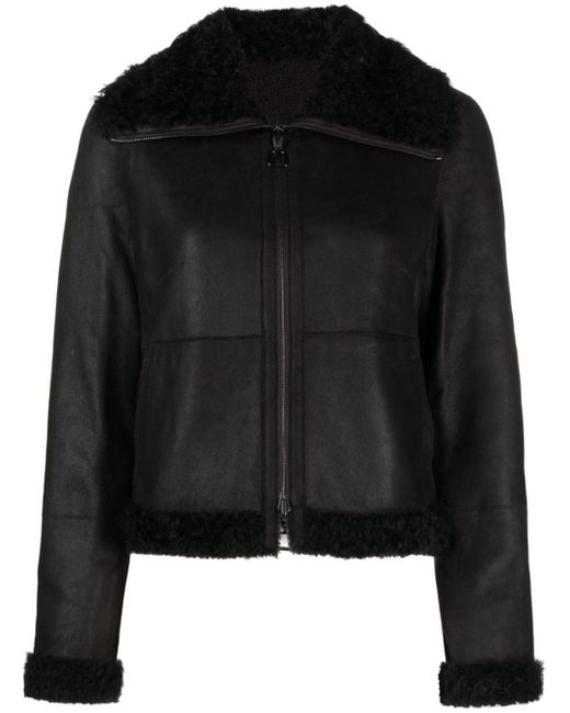 Akris shearling-collar leather jacket