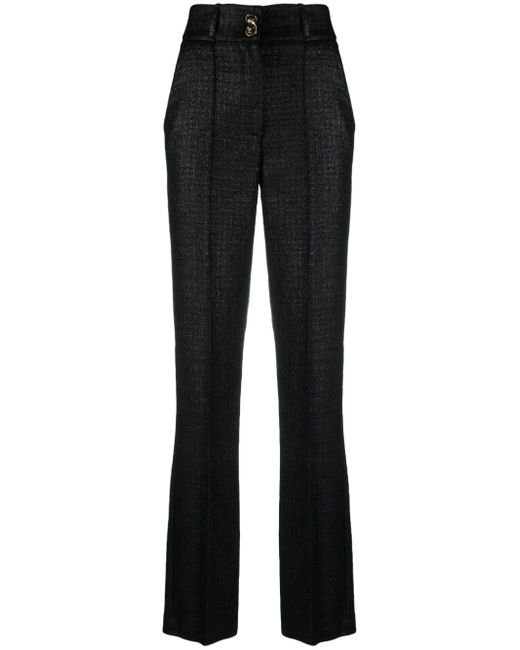Elisabetta Franchi crepe-texture high-waist trousers