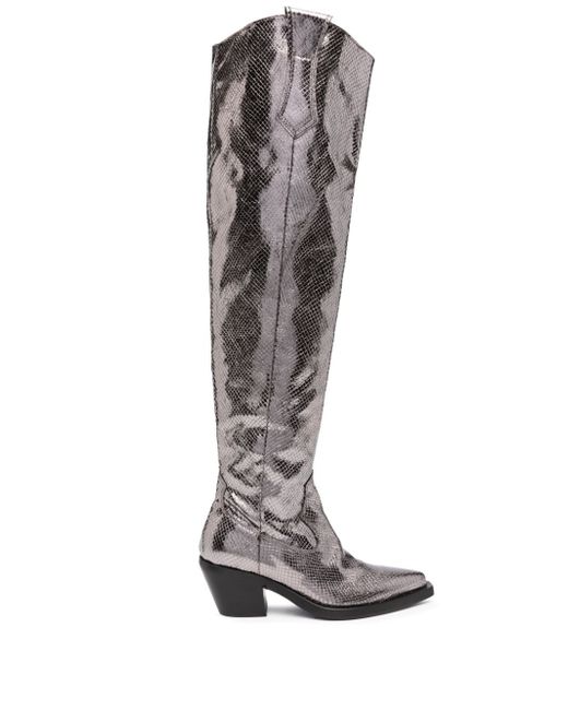 Pinko leather over-the-knee boots