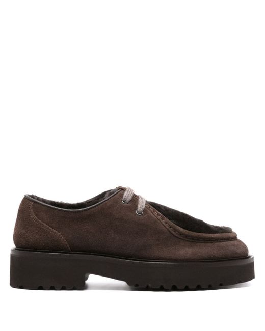 Doucal's shearling-trimmed lace-up shoes