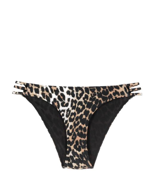 Ganni leopard-print cut-out bikini bottoms