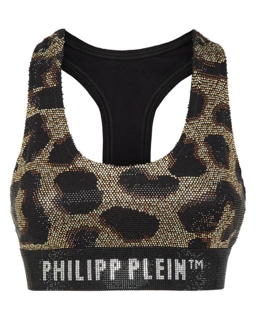 Philipp Plein leopard-print cropped top