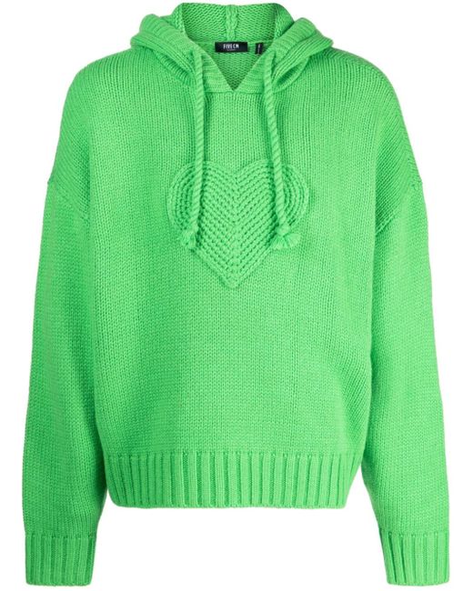 Five Cm knitted-construction drawstring hoodie