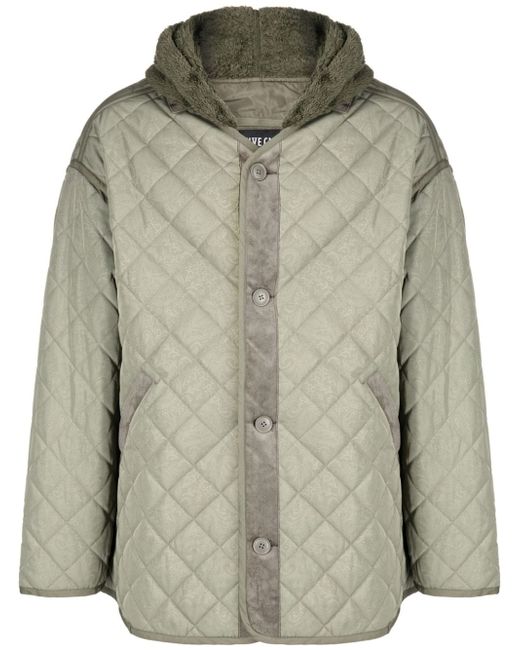 Five Cm button-down hooded quilted jacket