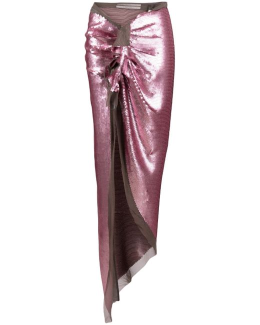 Rick Owens sequinned asymmetric maxi skirt