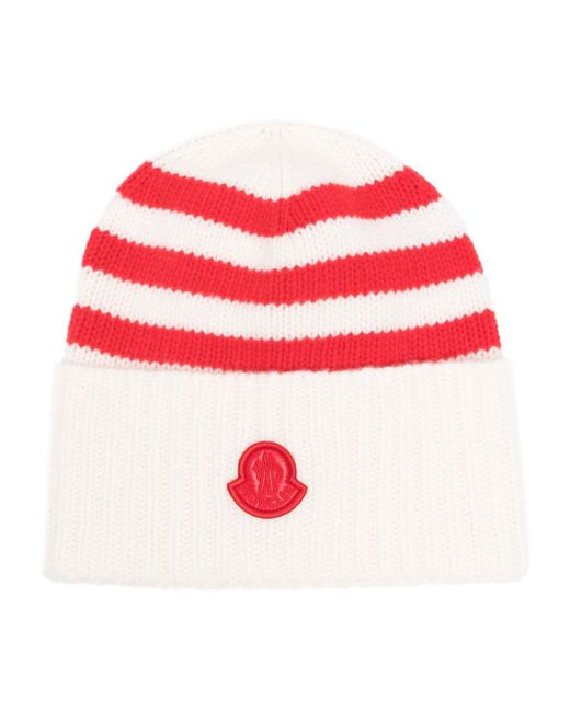 Moncler striped ribbed beanie