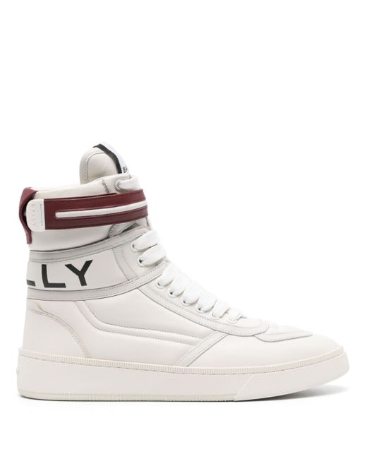 Bally stripe-detail high-top leather sneakers