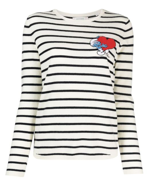 Chinti And Parker Heart Smurf striped jumper