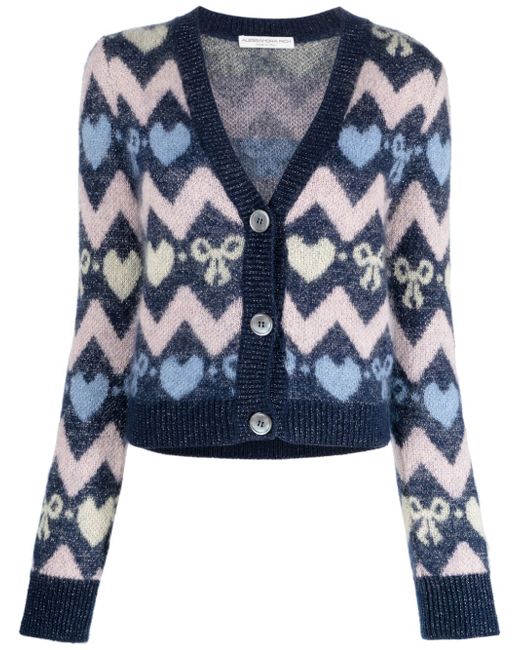 Alessandra Rich cropped jacquard-knit cardigan
